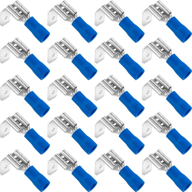 ANCIRS 20pcs Piggyback Spade Connectors, Quick Disconnect Piggyback Spade Assortment Kit, Semi-Insulated Female/Male Cable Crimp Terminals, Blue, 16-14 AWG - Image 1